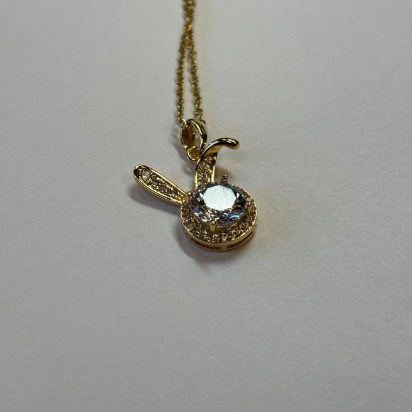 Gold 1.5 ct Zircon and Rabbit Face Pendant Necklace - Picture 17 of 17